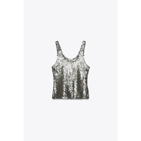 Zara Sequin Strap Top Size M - Picture 3 of 7